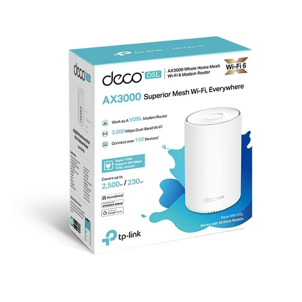 TP-LINK DECO X50-DSL TEKLI WI-FI 6 AX3000 TUM EVI KAPSAYAN MESH WIFI SISTEMI