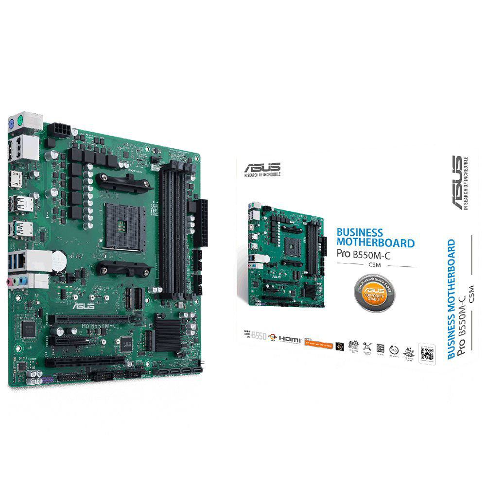 ASUS PRO B550M-C CSM AMD B550 AM4 DDR4 4800 2XDP HDMI CIFT M2 USB3.2 PCI TPM MATX PCIE 4.0 128GB’A KADAR RAM DESTEGI ASUS CONTROL CENTER EXPRESS HEDIYELI!