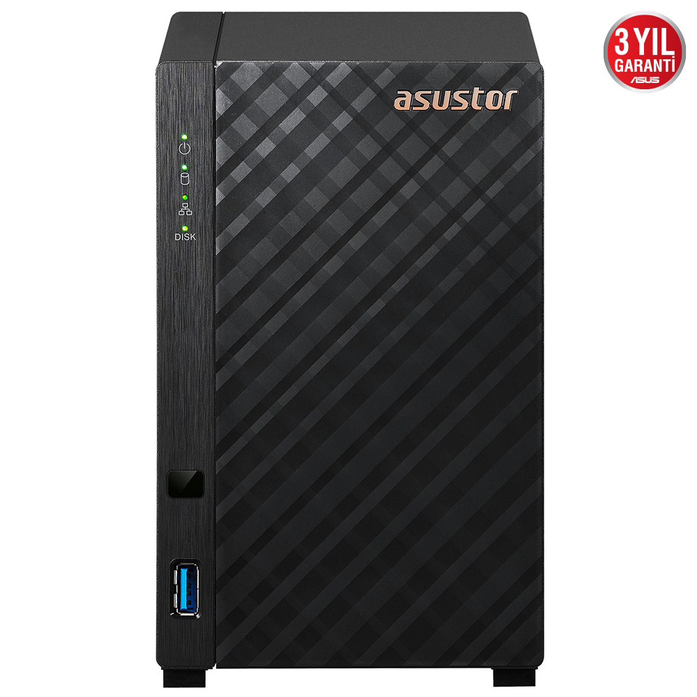 ASUSTOR AS1102T REALTEK RTD1296 2 DISK YUVASI NAS(2X18TB DESTEGI) 1GB DDR4 2.5 GBE X 1 USB 3.2 X 2