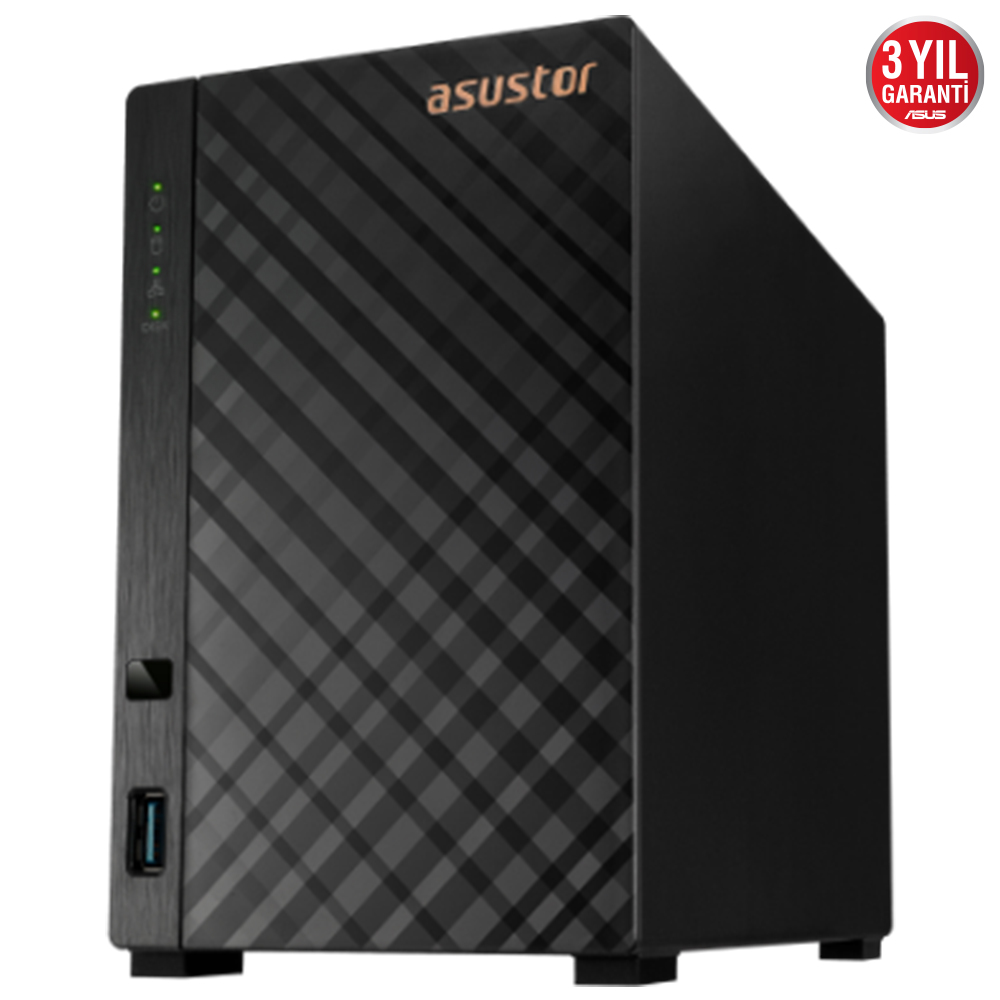 ASUSTOR AS1102T REALTEK RTD1296 2 DISK YUVASI NAS(2X18TB DESTEGI) 1GB DDR4 2.5 GBE X 1 USB 3.2 X 2