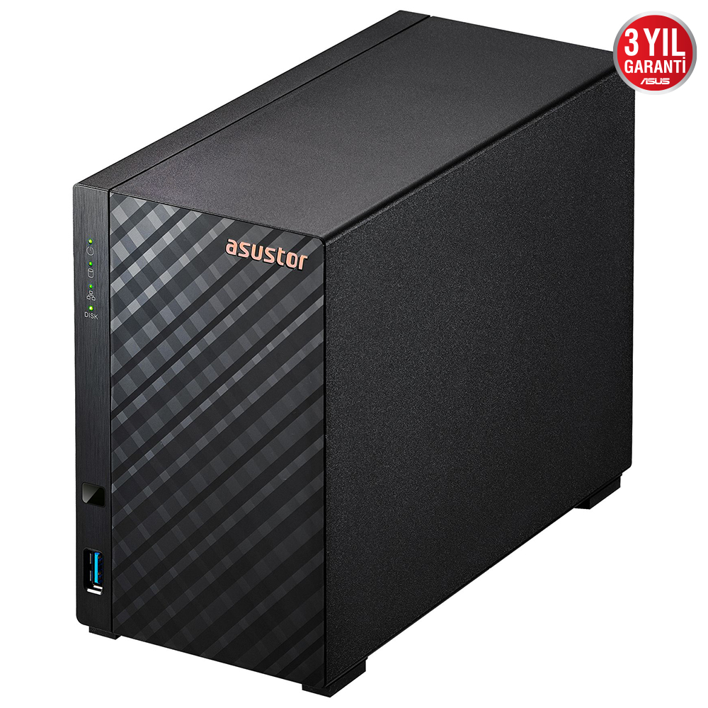 ASUSTOR AS1102T REALTEK RTD1296 2 DISK YUVASI NAS(2X18TB DESTEGI) 1GB DDR4 2.5 GBE X 1 USB 3.2 X 2