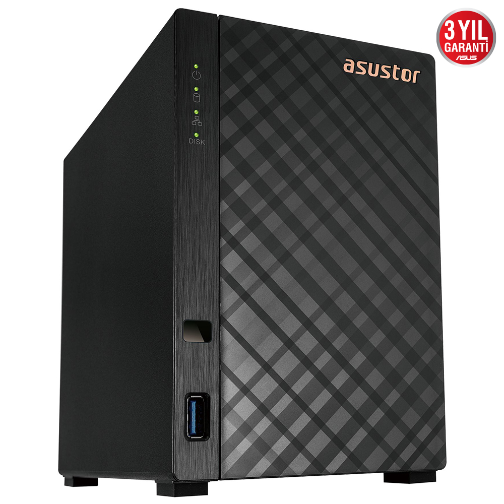 ASUSTOR AS1102T REALTEK RTD1296 2 DISK YUVASI NAS(2X18TB DESTEGI) 1GB DDR4 2.5 GBE X 1 USB 3.2 X 2