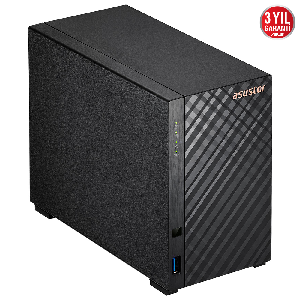 ASUSTOR AS1102T REALTEK RTD1296 2 DISK YUVASI NAS(2X18TB DESTEGI) 1GB DDR4 2.5 GBE X 1 USB 3.2 X 2