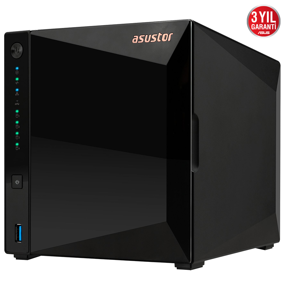 ASUSTOR AS3304T REALTEK RTD1296 4 DISK YUVASI NAS(4X18TB DESTEGI) 2GB DDR4 2.5 GBE X 1 USB 3.2 X 3