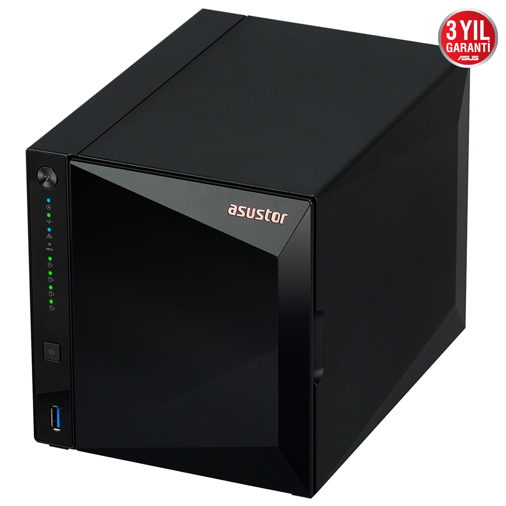 ASUSTOR AS3304T REALTEK RTD1296 4 DISK YUVASI NAS(4X18TB DESTEGI) 2GB DDR4 2.5 GBE X 1 USB 3.2 X 3