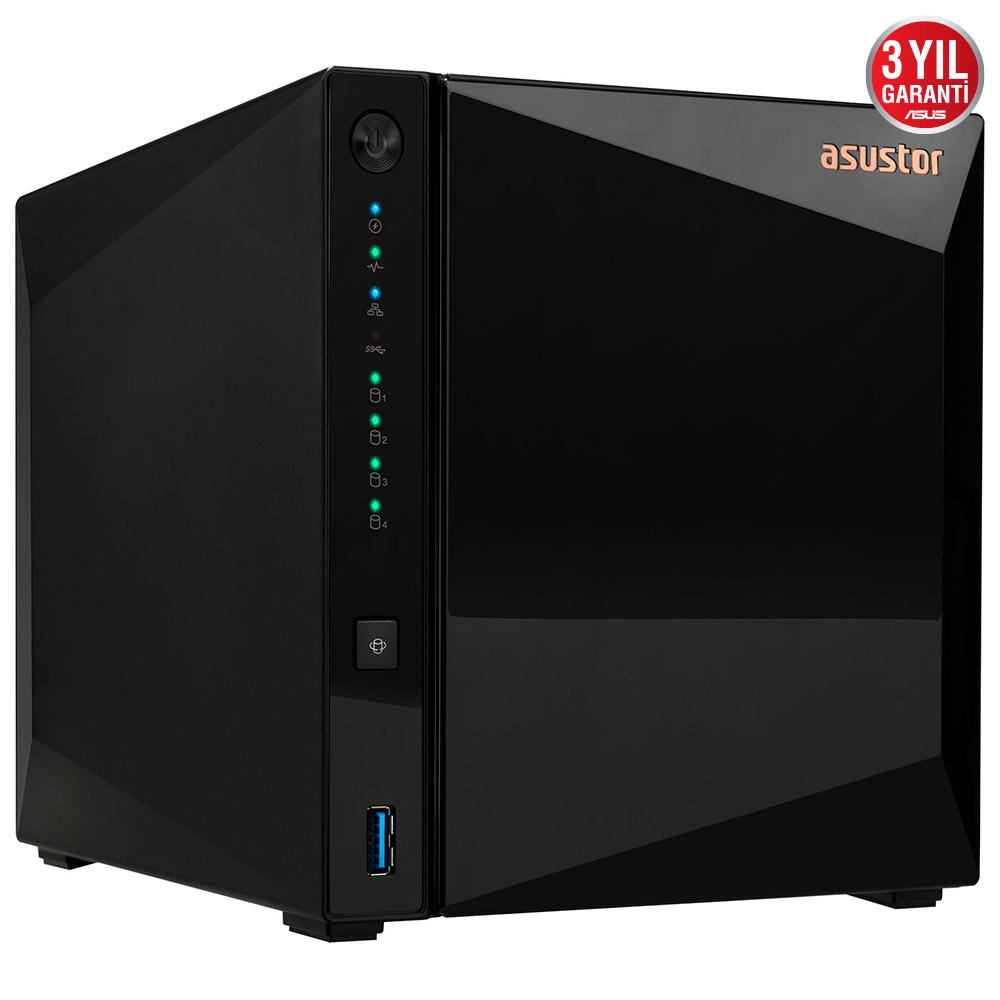 ASUSTOR AS3304T REALTEK RTD1296 4 DISK YUVASI NAS(4X18TB DESTEGI) 2GB DDR4 2.5 GBE X 1 USB 3.2 X 3