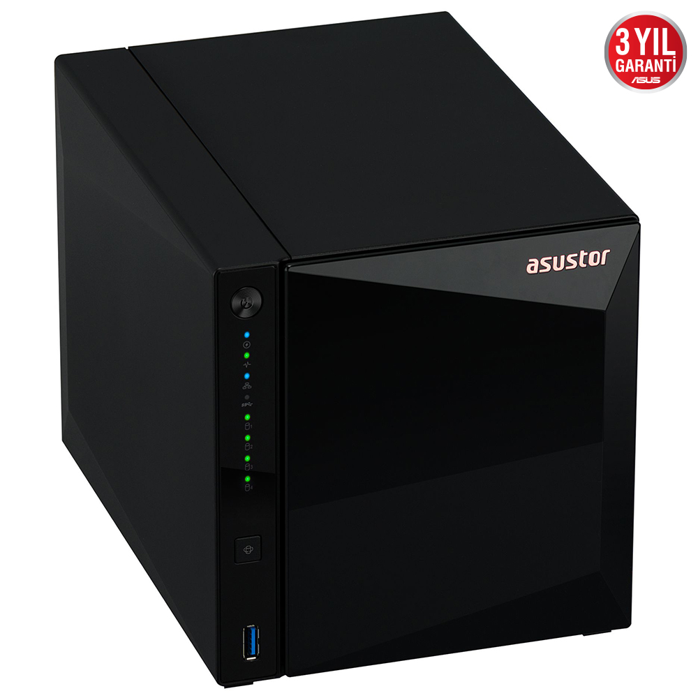 ASUSTOR AS3304T REALTEK RTD1296 4 DISK YUVASI NAS(4X18TB DESTEGI) 2GB DDR4 2.5 GBE X 1 USB 3.2 X 3