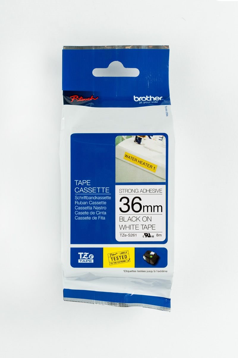 BROTHER P-TOUCH TZE-S261 TZE-TAPE 36MM BEYAZ UZERINE SIYAH GUCLU YAPISKAN