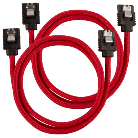 CORSAIR CC-8900254 PREMIUM SLEEVED SATA 6GBPS 60CM CABLE — RED