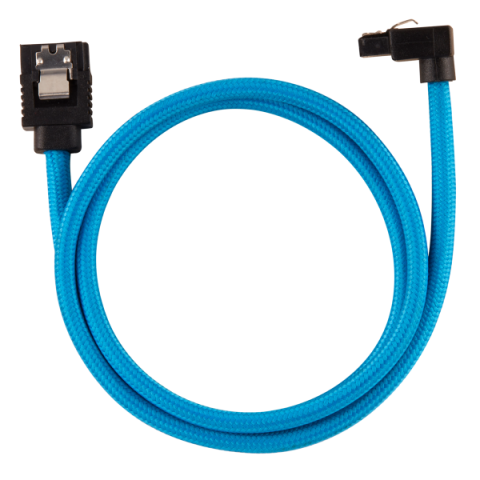 CORSAIR CC-8900285 PREMIUM SLEEVED SATA 6GBPS 60CM 90° CONNECTOR CABLE — BLUE