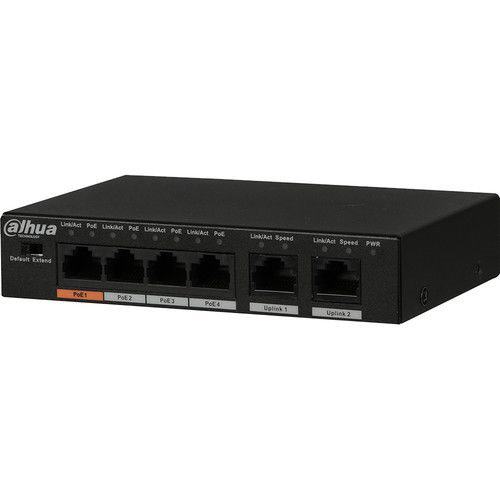 DAHUA PFS3006-4ET-60 4 PORT HIZLI ETHERNET POE 2*10-100MBPS UPLINK PORT.