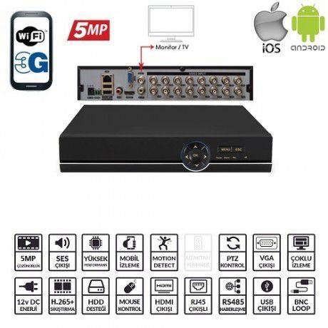 EZCOOL EZ-8516AHD 16KANAL 1SES 5MP 1HDD AHD XVR