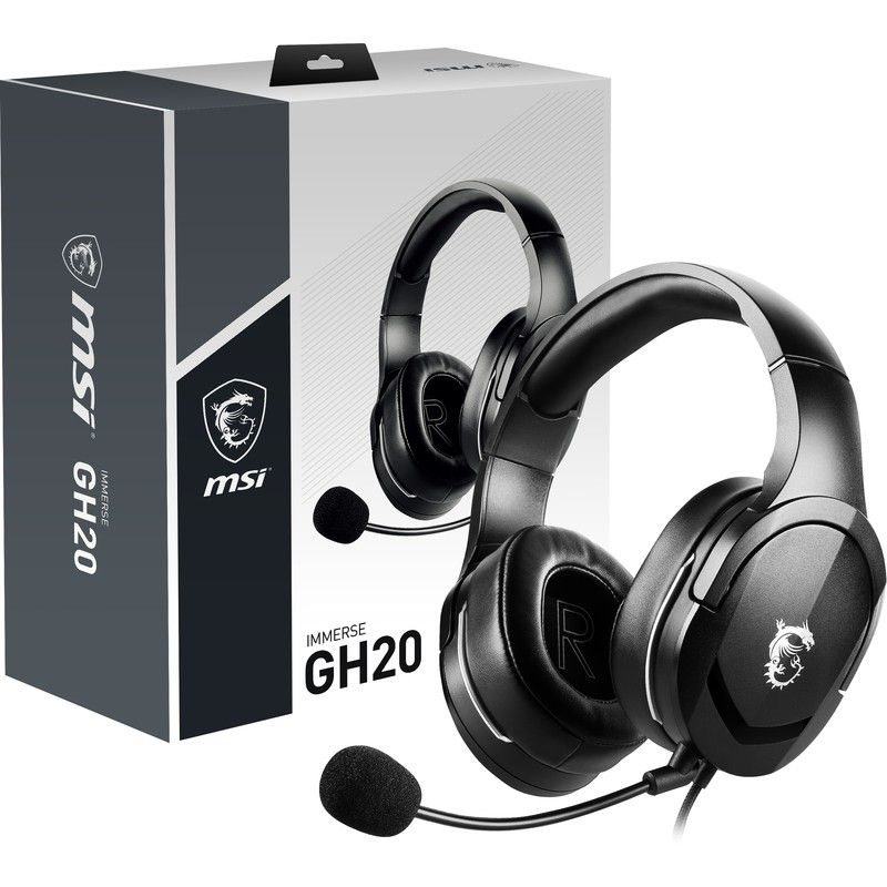 MSI GG IMMERSE GH20 GAMING HEADSET 40MM SURUCU KABLO 20HZ-20KHZ 32 OHM MIKROFON 1.5M ORGU Y-KABLO 3,5 MM JAK JAK KULAKUSTU KULAKLIK